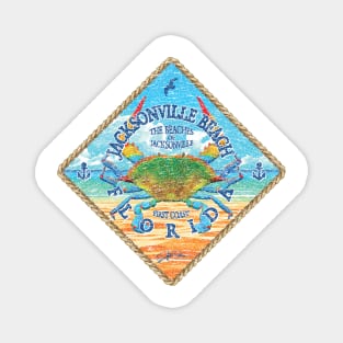 Jacksonville Beach, Florida, Blue Crab on Beach Magnet