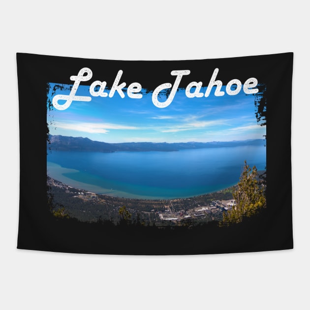 Lake Tahoe Panorama Distressed Tapestry by BraaiNinja