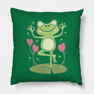 Yogi Frog Cottagecore Pillow