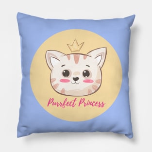 Purrfect Princess Cute Girly Kids Design Pillow