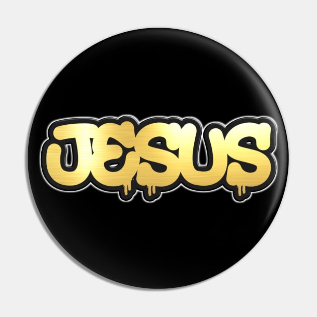 Shiny black and Gold JESUS word ver15 Pin by Donperion