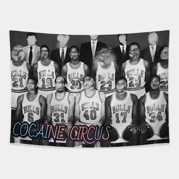 Cocaine Circus Team Photo White Tapestry by DDT Shirts