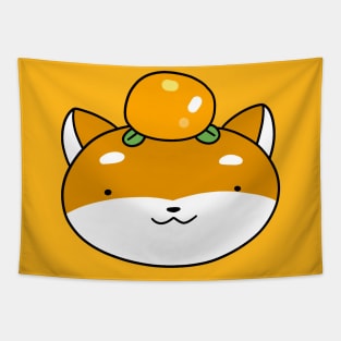 Orange Fruit Shiba Face Tapestry