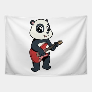 Cartoon panda bear playing electric guitar Tapestry