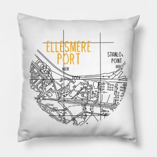 Ellesmere Port Map (Orange & White) Pillow