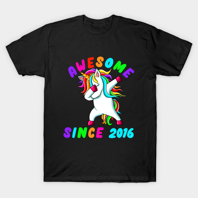 Discover Awesome Since 2016- Dabbing Unicorn -5th Birthday Gift Girls - Awesome Since 2016 - T-Shirt