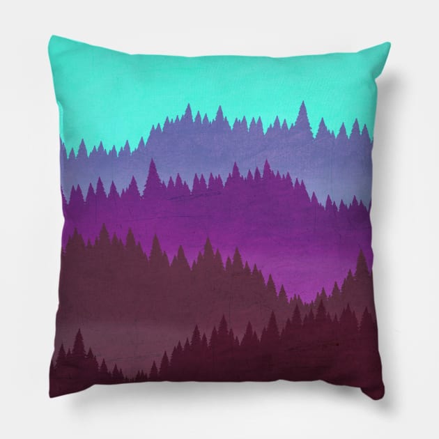 80's Vaporwave Mountains Pillow by Echosketch