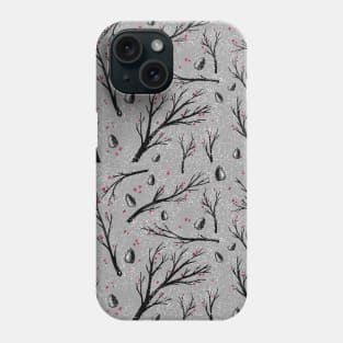 Winter trees, cones, berries and snow Phone Case