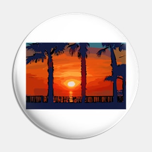 Ocean Sunset Between Two Palm Trees Pin