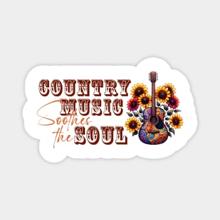 Country music soothes the soul Retro Country Music Heartbeat Western Cowboy Cowgirl Gift Magnet