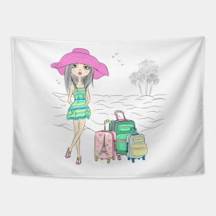 Hipster traveler girl Tapestry