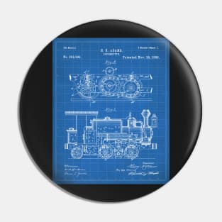 Steam Train Patent - Steam Locomotive Art - Blueprint Pin