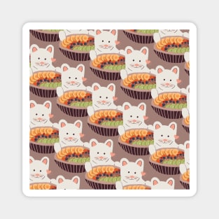 Cat with Acai Berry Smoothie Superfood Bowl - Cat Patterns Magnet