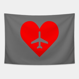 Airport/Airplane Symbol Heart Tapestry