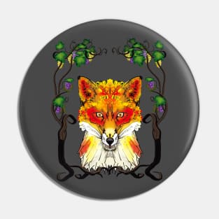 Dignified Fox and Grapes Pin