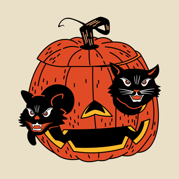 Two black cats and a pumpkin by My Happy-Design