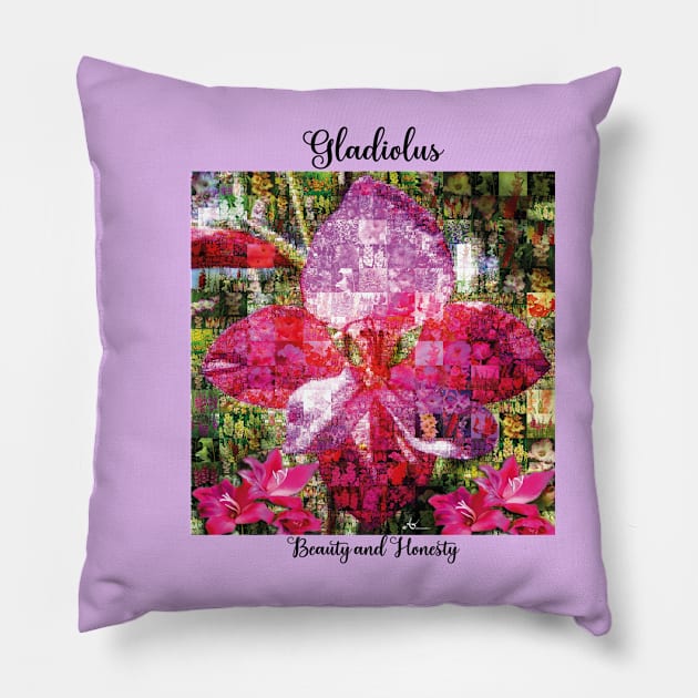 Gladiolus Birth Month Flower August Pillow by Symbolsandsigns