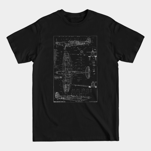 Spitfire WWII Fighter Blueprint - Airplane - T-Shirt