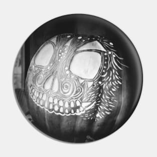 Glowing Halloween Pumpkin Black and White Pin