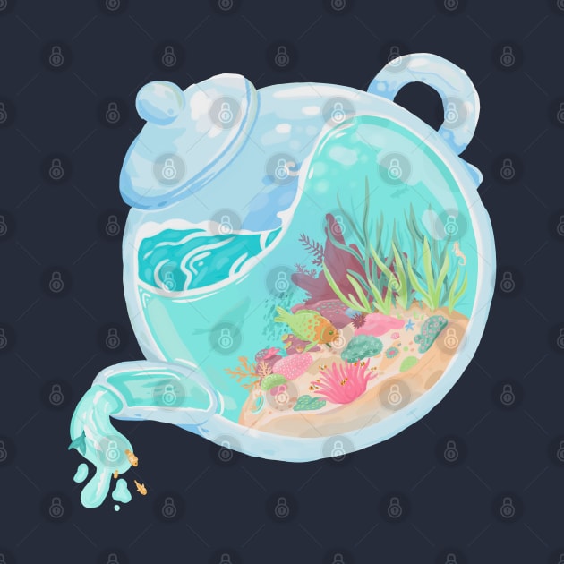 Sea Pot with Coral Reef and Fish by narwhalwall