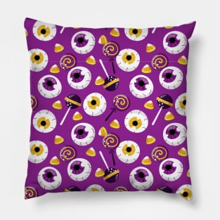 Eyeball Candy Corn Lolly Pop Halloween Cute Spooky Fun Creepy Pattern Design Pillow