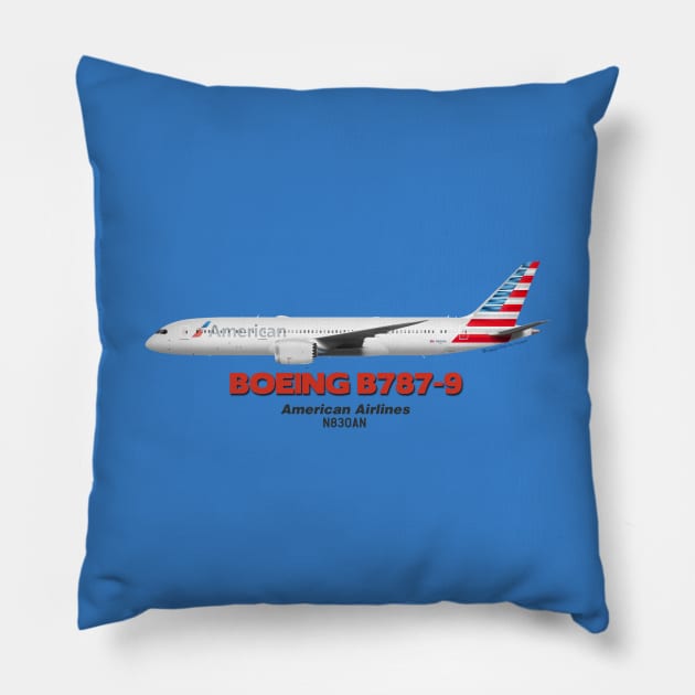 Boeing B787-9 - American Airlines Pillow by TheArtofFlying