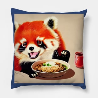 Kawaii Red Panda Eating Ramen Pillow