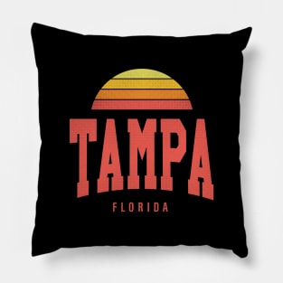 Tampa, Florida - FL Retro Sunrise/Sunset Pillow