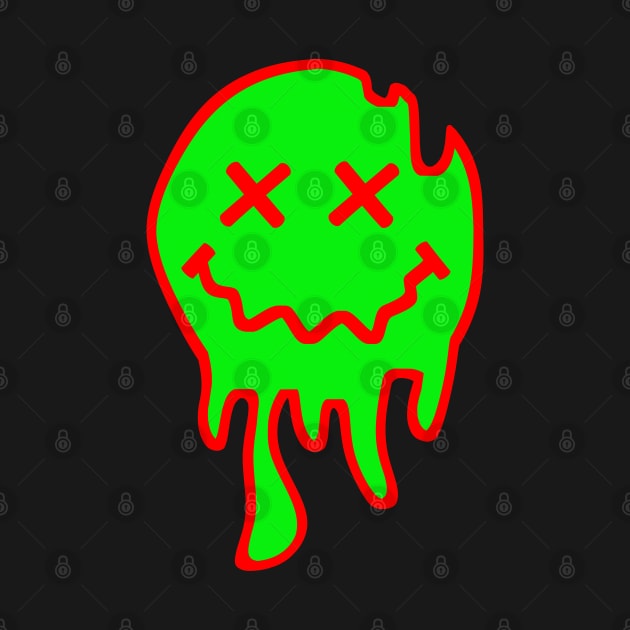 ACID SMILEY (MELTING) #7 (RED/GREEN) by RickTurner