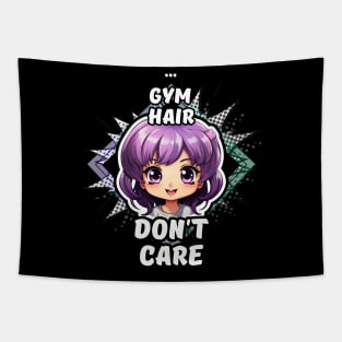 Kawaii Gym Hair Don't Care Anime Tapestry