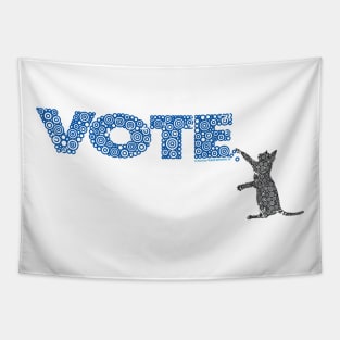 Cat Scratching The Blue Vote Circle Design Tapestry