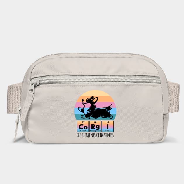 Fun Corgi Happiness Periodic Table of Elements Sunset design by Luxinda