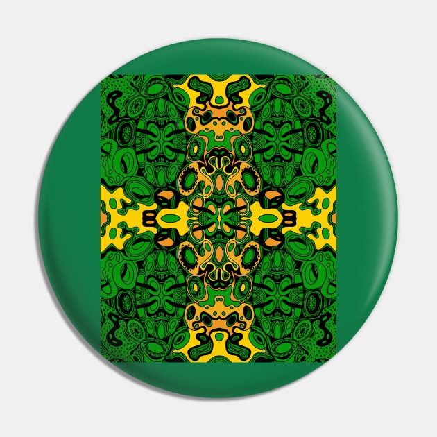 Miniature Aussie Tangle 13 Pattern in Green and Gold Pin by Heatherian