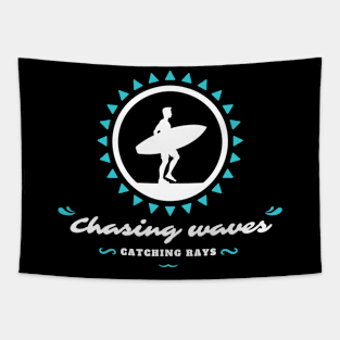 Chasing Waves Surfing Summer Design Tapestry