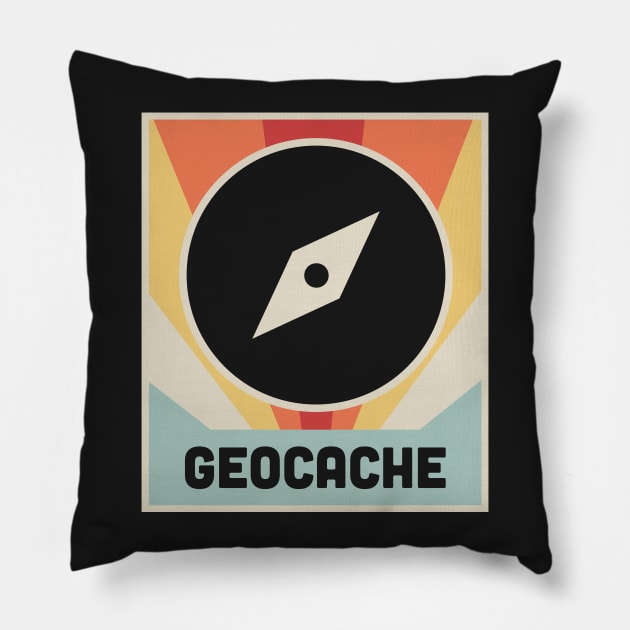 GEOCACHE | Vintage Style Poster Pillow by MeatMan