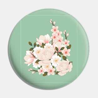 Blooming peony, magnolia and cherry Pin