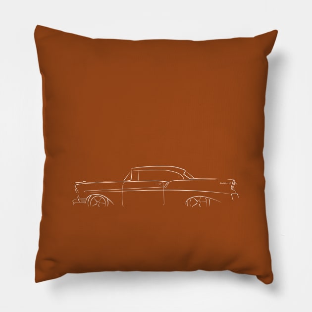 1956 Chevy Bel Air - profile Stencil, white Pillow by mal_photography