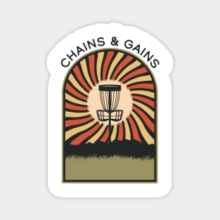 Chains & Gains | Disc Golf Vintage Retro Arch Mountains Magnet