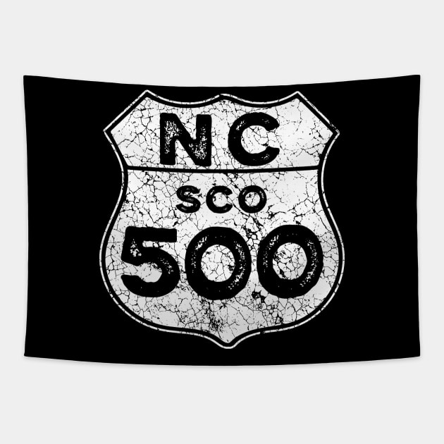 North Coast 500 Scottish Coast Vintage Driving Road Sign Tapestry by ScienceNStuffStudio