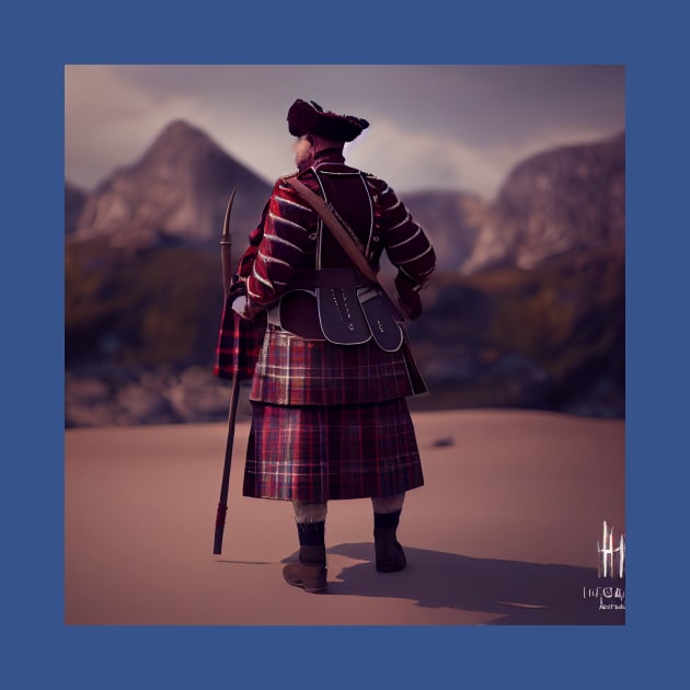 Scottish Highlander in Clan Tartan by Grassroots Green