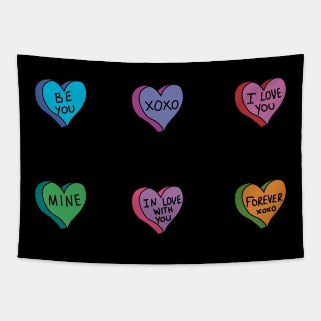 Candy Hearts Tapestry by ROLLIE MC SCROLLIE