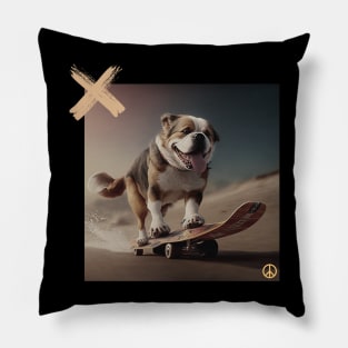 Skateboarding Dog Pillow