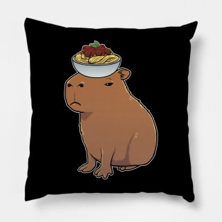 Capybara with Spaghetti and Meatballs on its head Pillow