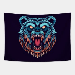 Angry Bear Illustration Tapestry