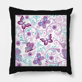 Lovely Purple Butterflies & Curlicues Pillow