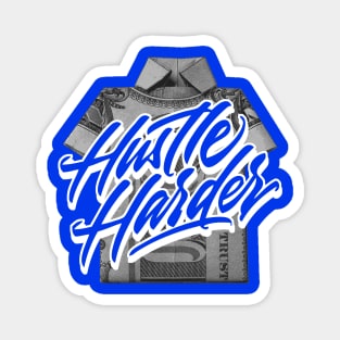 Hustle Harder Racer Blue and White Magnet