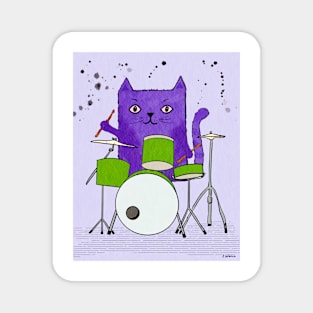 Groovy Drummer Cat Magnet