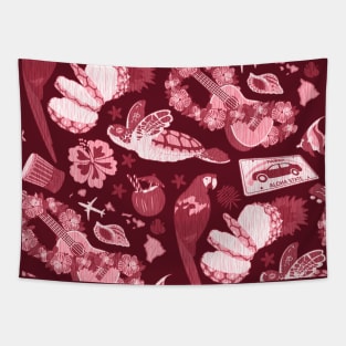 You Got the Raspberry Hawaiian Woodcut Pattern! Tapestry