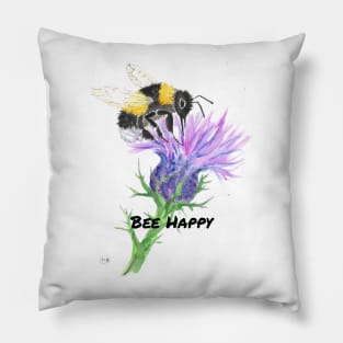 Bee Happy. Bumblebee and Thistle Pillow