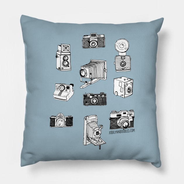 Vintage Cameras Pillow by JodiLynnDoodles